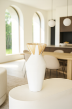 Aya - Vase - Rotin/Beton - Blanc