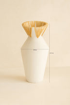 Jarrón Blanco Con Cuello Aya - Rattan