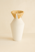 Aya - Vase - Rotin/Beton - Blanc