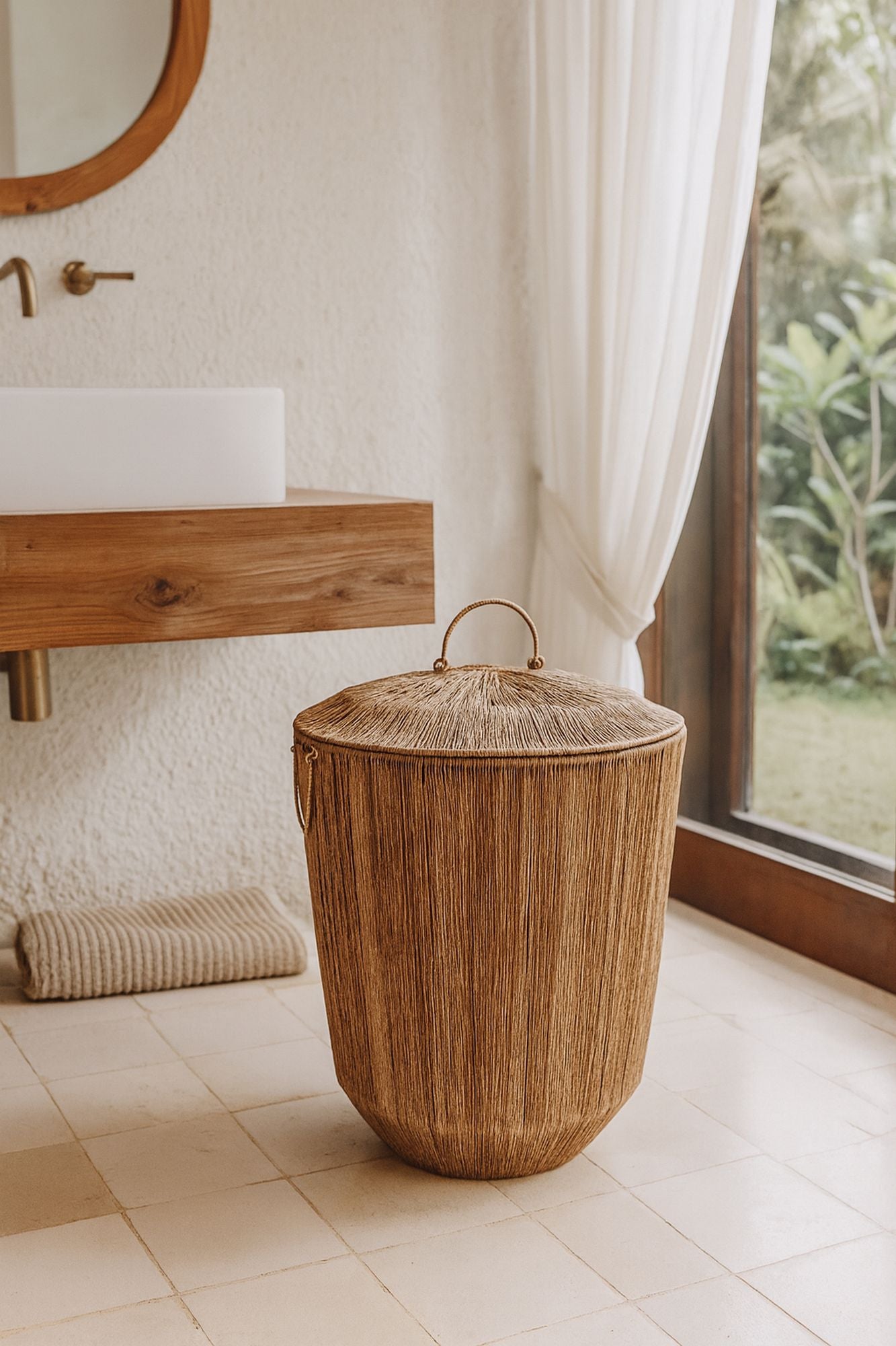 Sibu Basket - Natural Jute With Lid And Handles