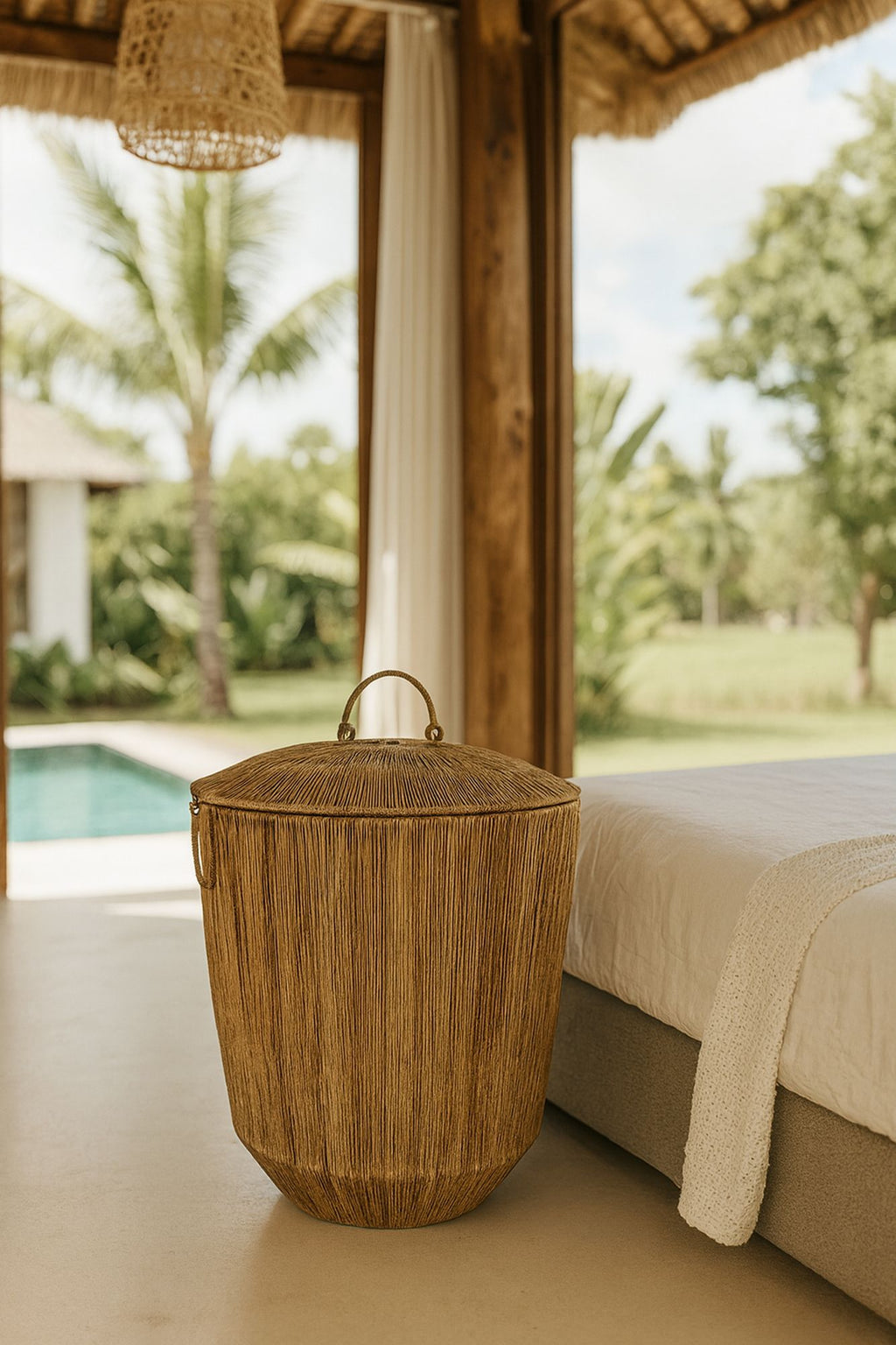 Sibu Basket - Natural Jute With Lid And Handles