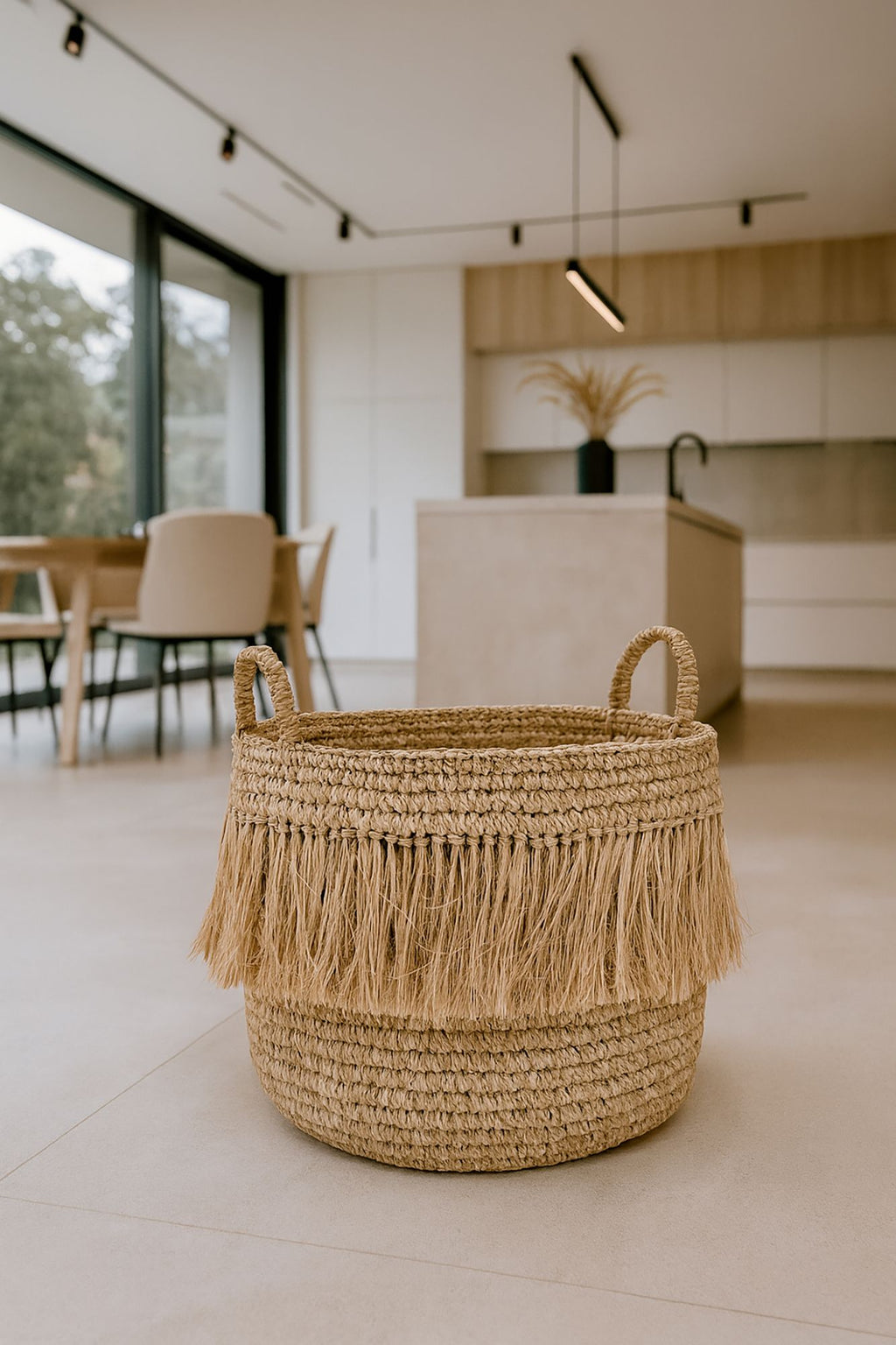 Luys - Panier À Franges - Raphia - Naturel