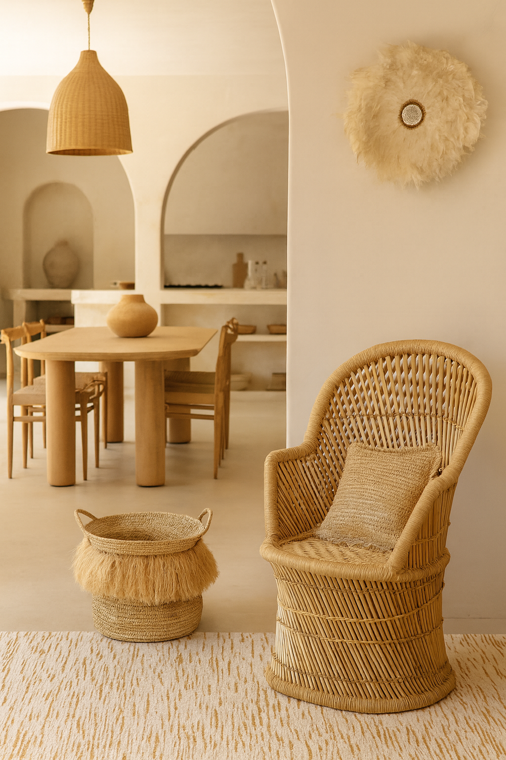 Luys - Cesto Con Flecos - Rafia - Natural