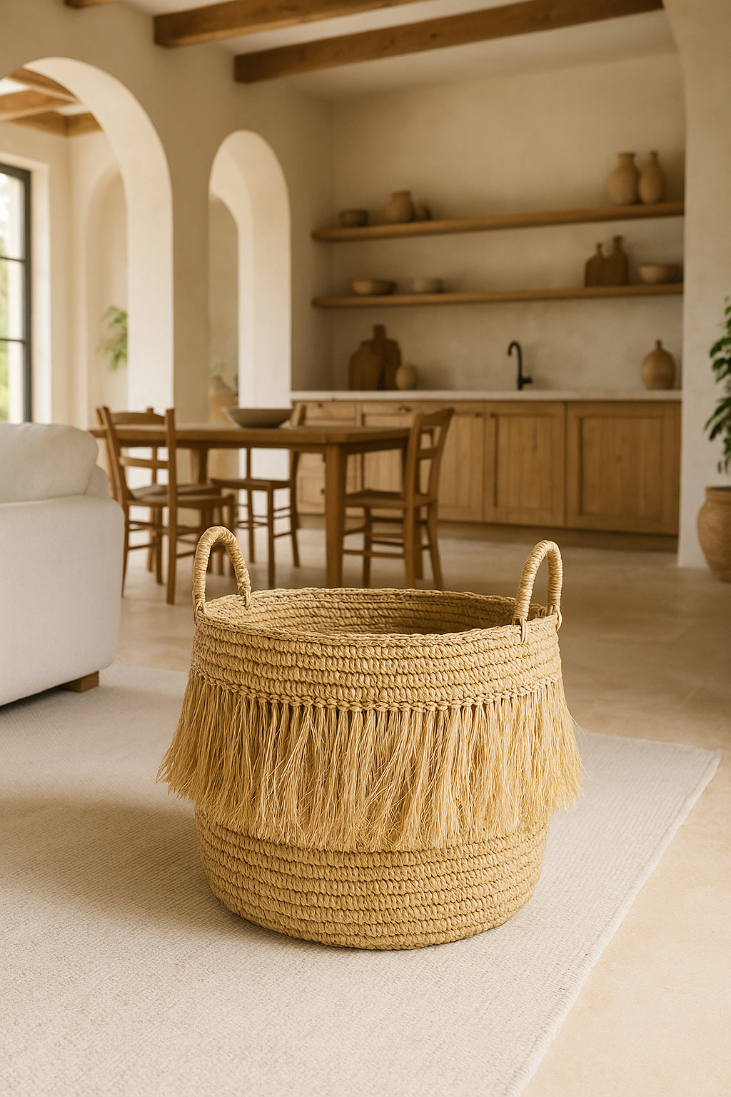 Luys - Cesta con Flecos - Rafia - Natural