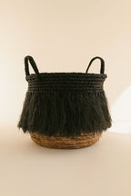 Cesta con flecos Tym - Rafia negra