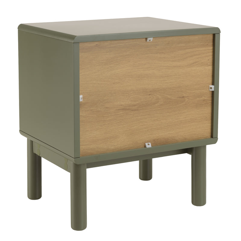 Mesita de noche - Ethan - Verde - Roble claro