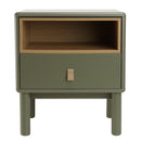Mesita de noche - Ethan - Verde - Roble claro