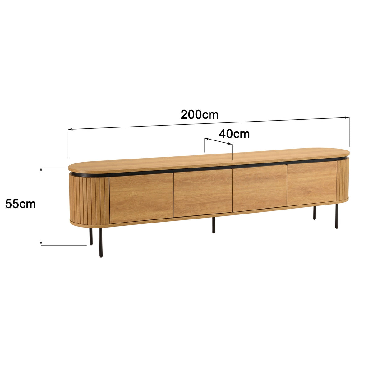 Ethan - TV Unit - Black/Light Oak