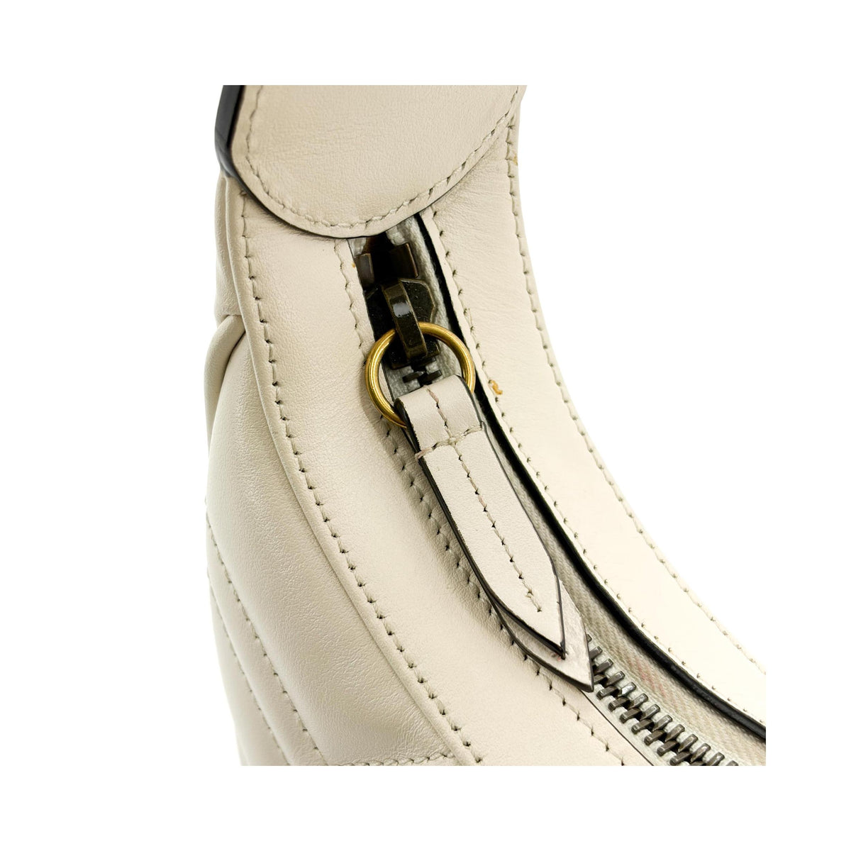 Sac Porté Épaule Gucci Gg Marmont Half Moon Hobo Mini Cuir - Blanc