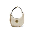 Sac Porté Épaule Gucci Gg Marmont Half Moon Hobo Mini Cuir - Blanc