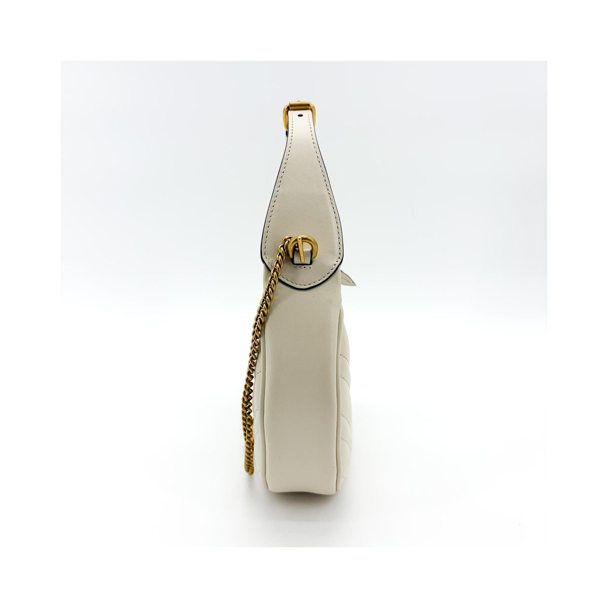 Sac Porté Épaule Gucci Gg Marmont Half Moon Hobo Mini Cuir - Blanc