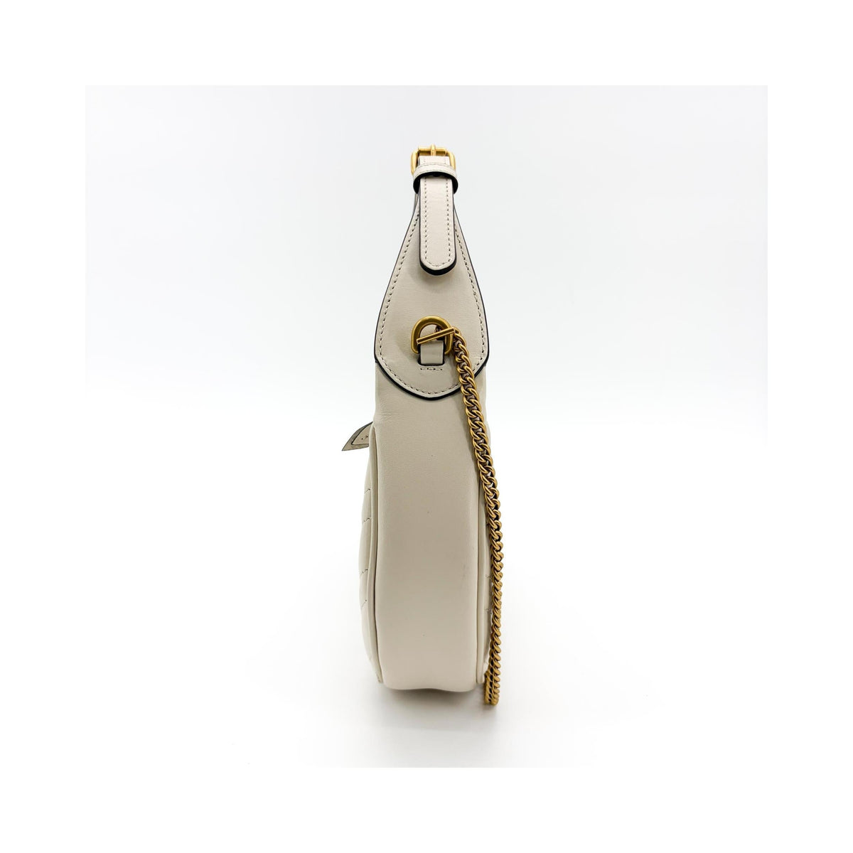 Sac Porté Épaule Gucci Gg Marmont Half Moon Hobo Mini Cuir - Blanc