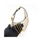 Sac Porté Épaule Gucci Gg Marmont Half Moon Hobo Mini Cuir - Blanc