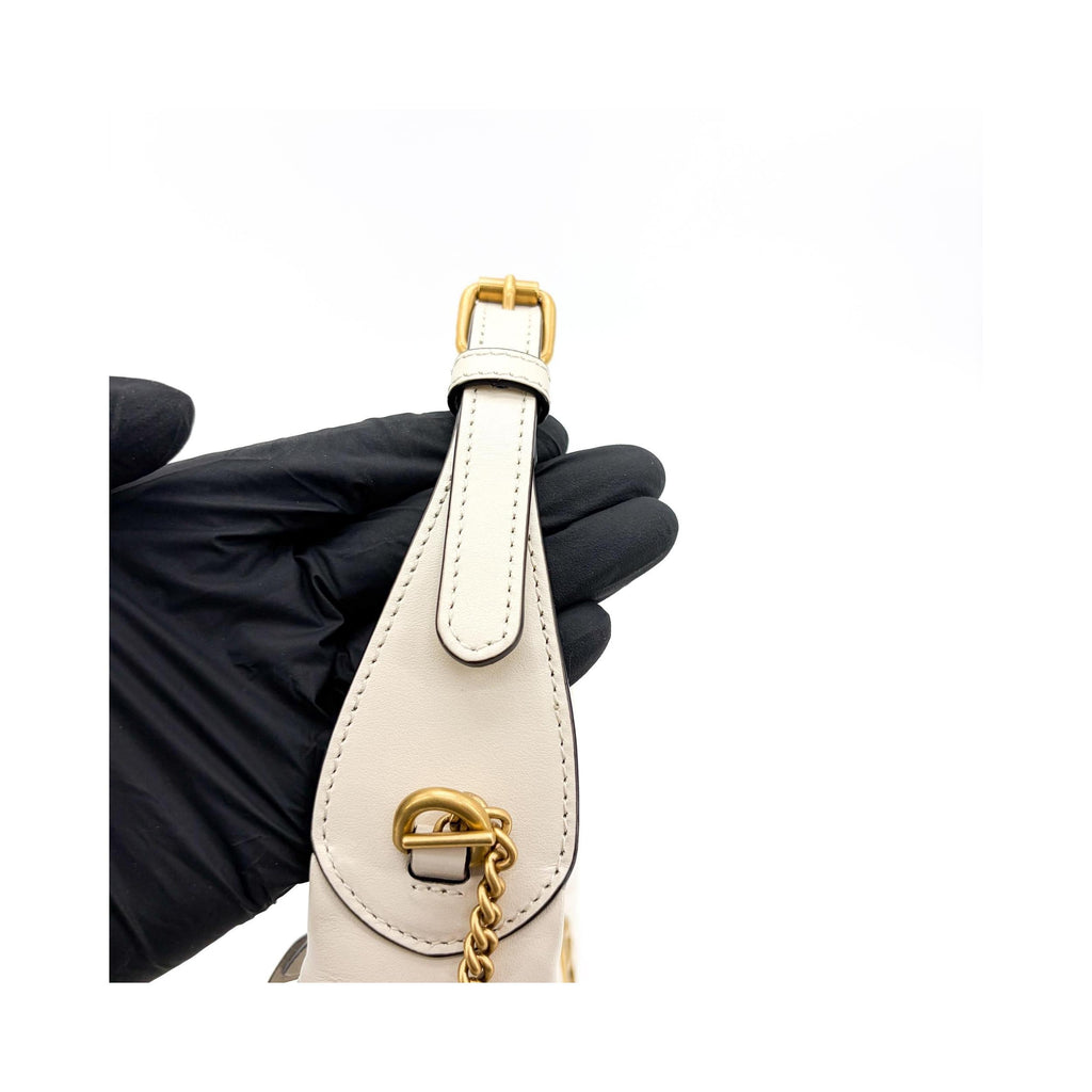 Sac Porté Épaule Gucci Gg Marmont Half Moon Hobo Mini Cuir - Blanc