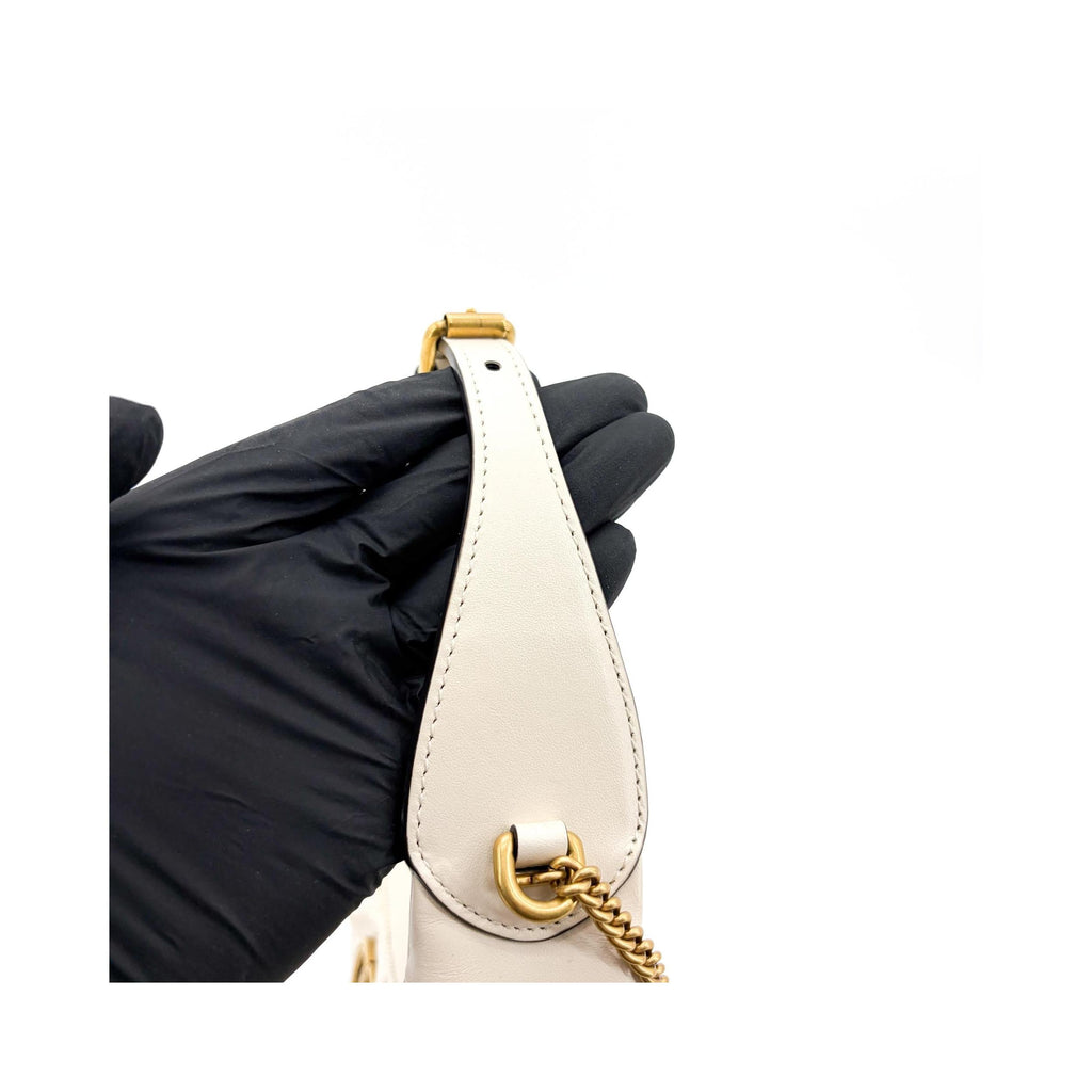 Sac Porté Épaule Gucci Gg Marmont Half Moon Hobo Mini Cuir - Blanc