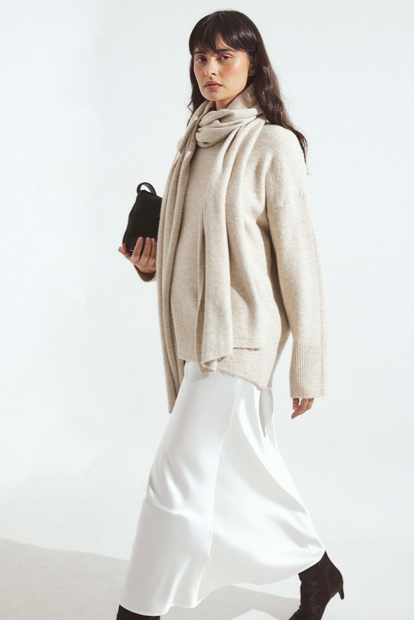 Jupe Satin Midi - Blanc
