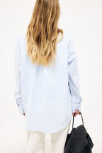 Seersucker Long Sleeve Shirt - Blue Striped