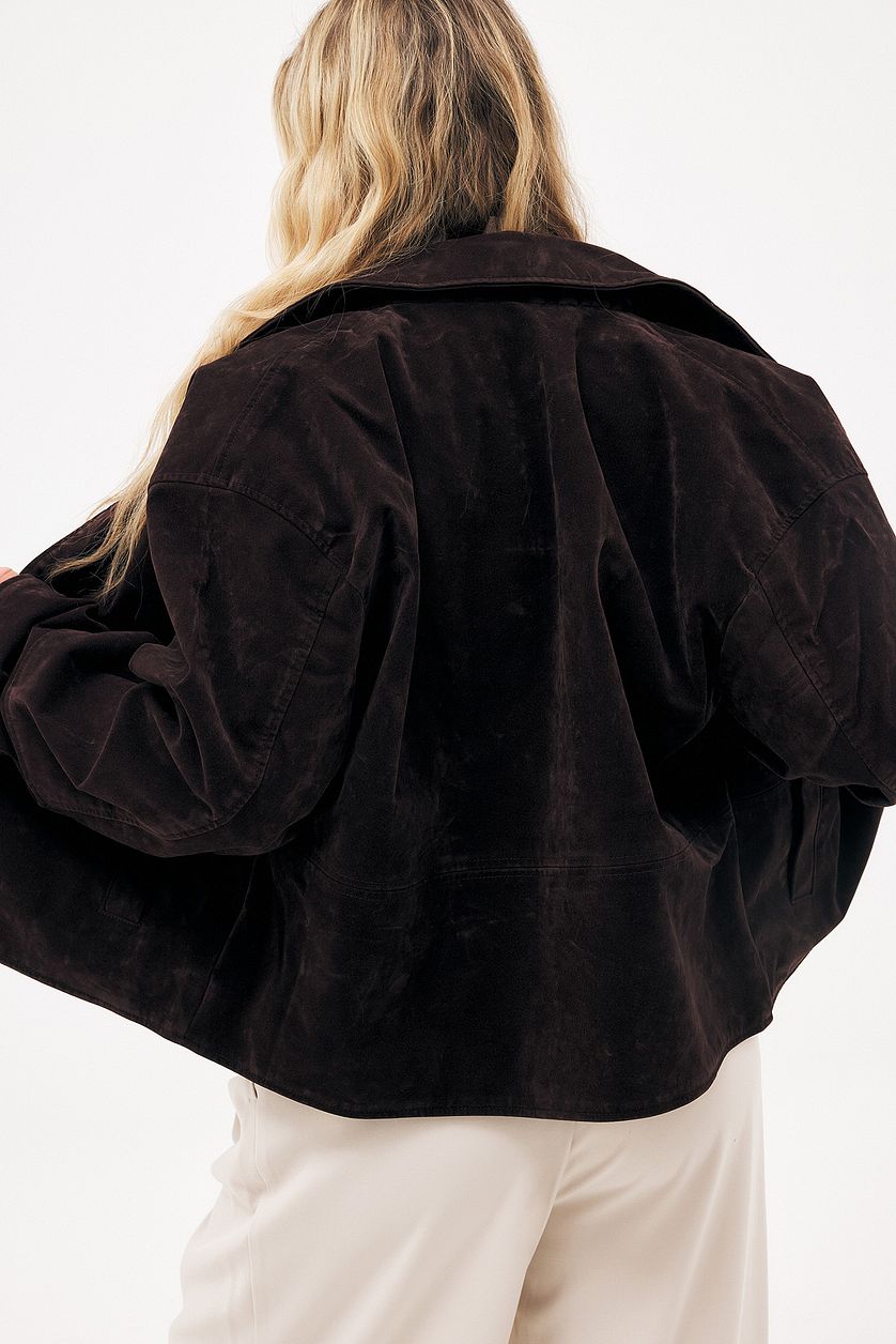 Veste Faux Suede Zip - Marron Foncé