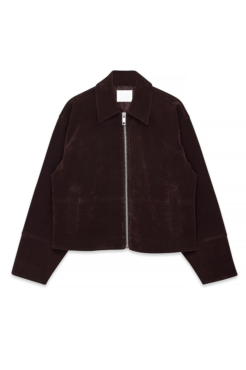 Veste Faux Suede Zip - Marron Foncé