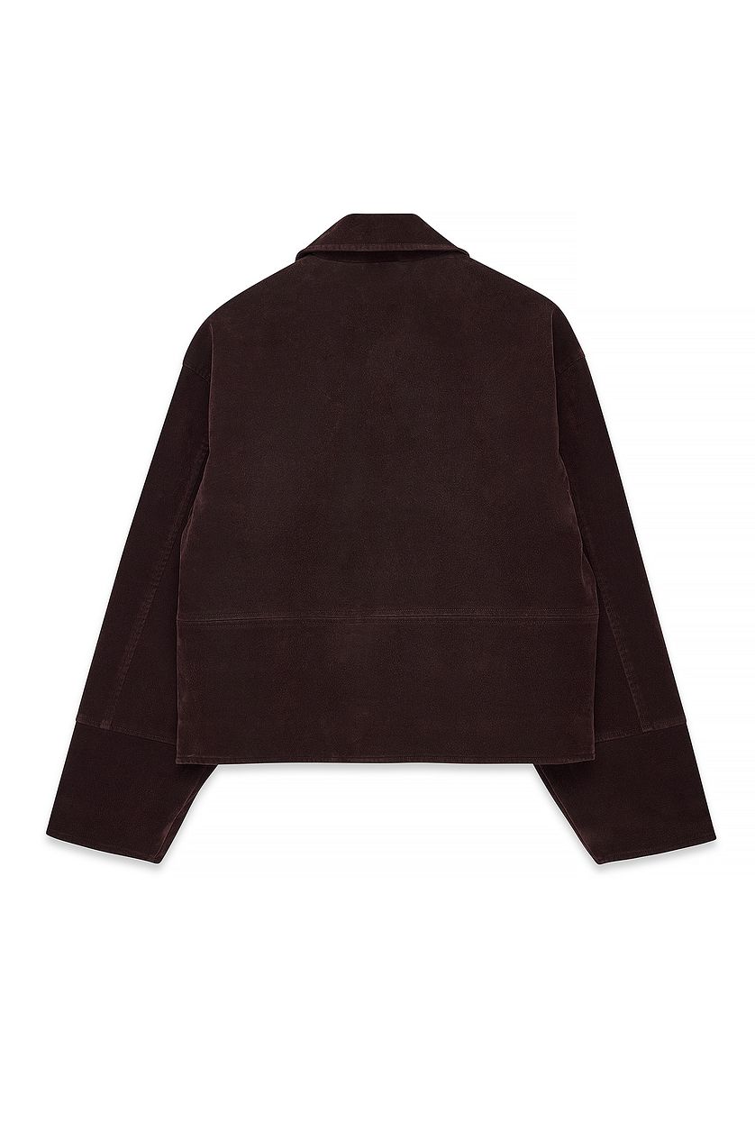 Veste Faux Suede Zip - Marron Foncé