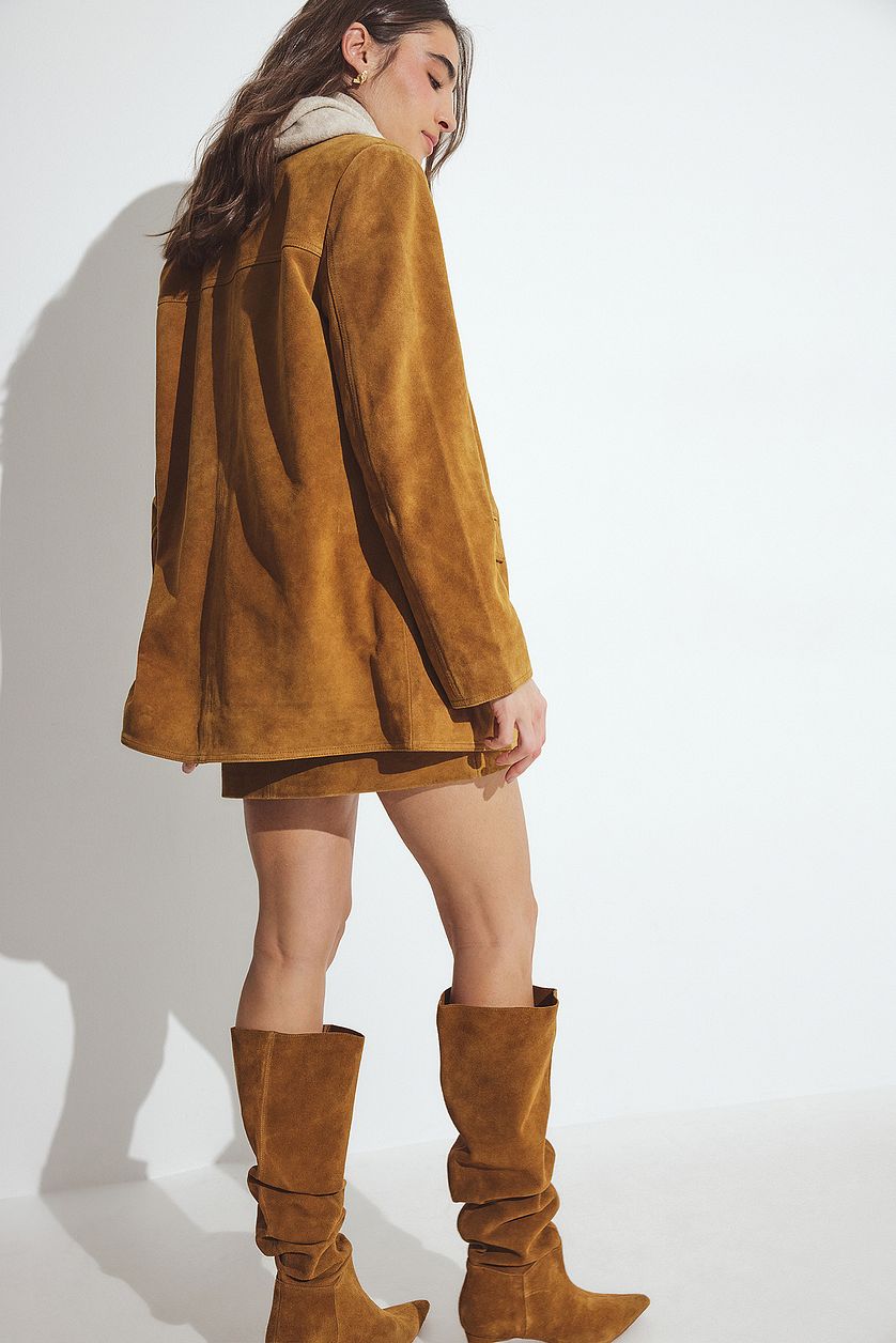 Blazer Oversized Suede - Marron Moyen