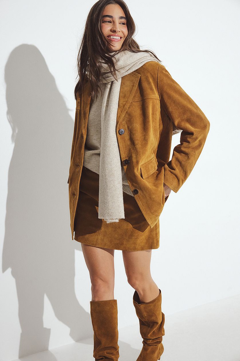 Blazer Oversized Suede - Marron Moyen