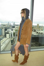 Blazer Oversized Suede - Marron Moyen