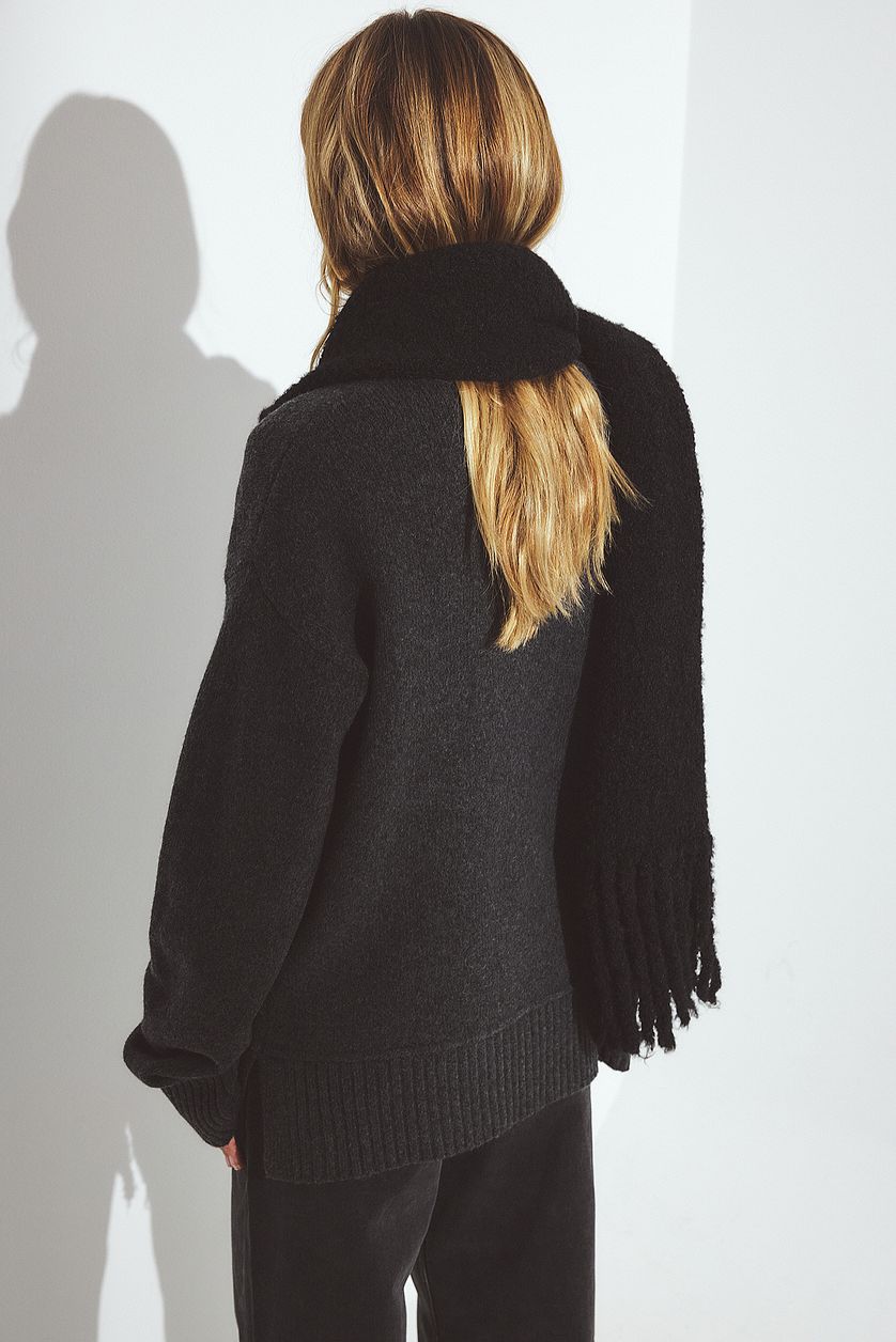 Pull Knitted Seam Detail Wool Blend - Gris Chiné Foncé