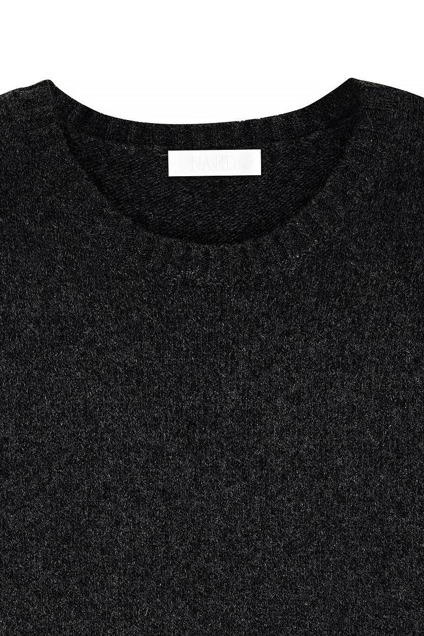 Pull Knitted Seam Detail Wool Blend - Gris Chiné Foncé