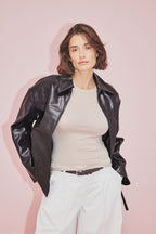 Veste Zip Detailed Pu - Marron