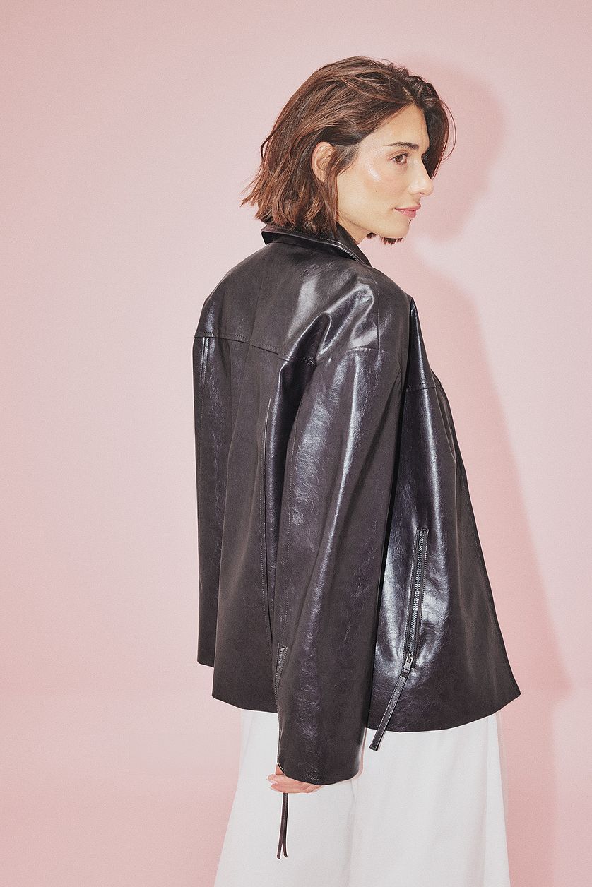 Veste Zip Detailed Pu - Marron