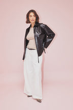 Veste Zip Detailed Pu - Marron