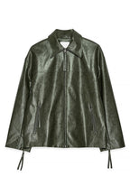 Giacca in PU con dettagli zip - Verde scuro