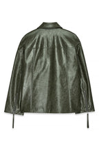 Giacca in PU con dettagli zip - Verde scuro