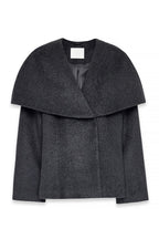 Manteau Wool Blend Wide Collar Detail Short - Gris