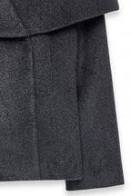 Manteau Wool Blend Wide Collar Detail Short - Gris
