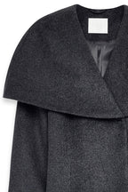 Manteau Wool Blend Wide Collar Detail Short - Gris