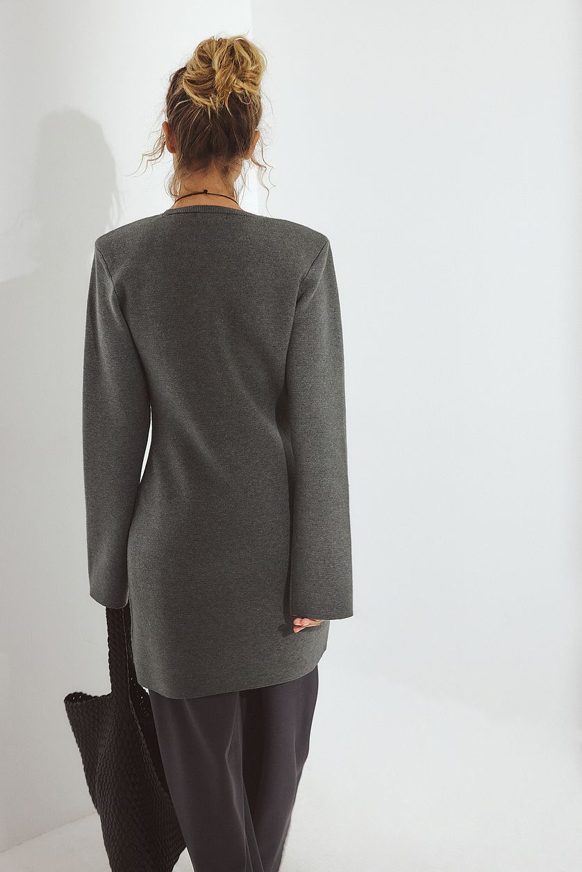 Robe Knitted Padded Shoulder Mini - Gris