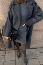 Robe Knitted Padded Shoulder Mini - Gris