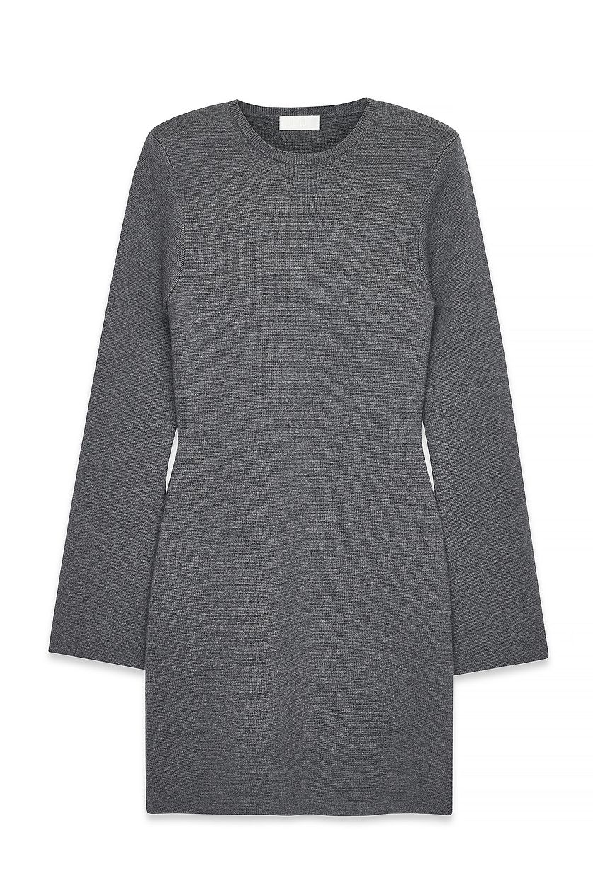 Robe Knitted Padded Shoulder Mini - Gris