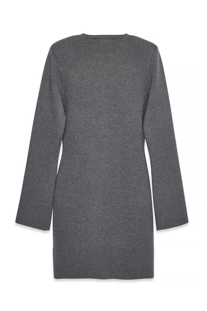 Robe Knitted Padded Shoulder Mini - Gris