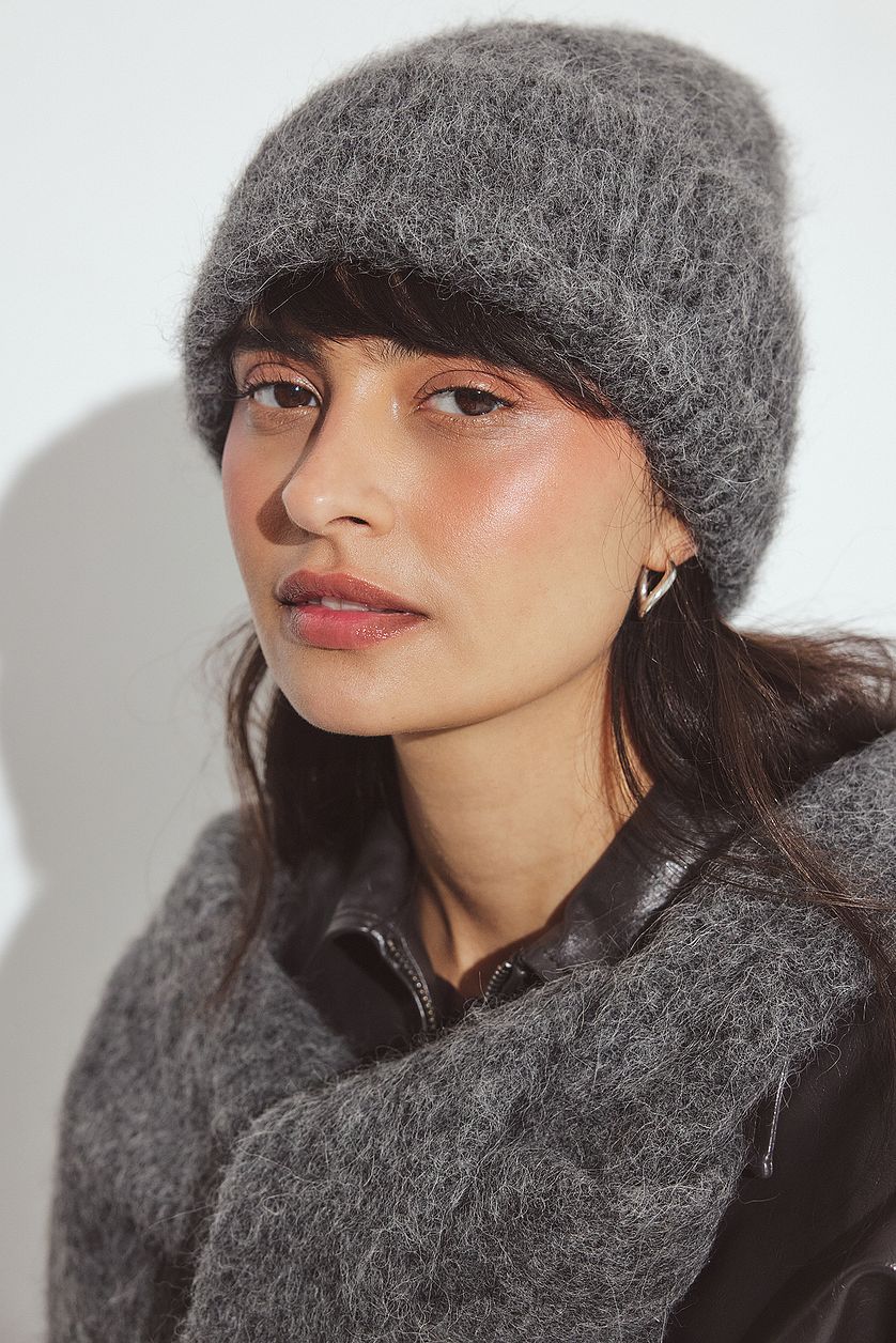Bonnet Alpaca Blend Hairy - Gris Foncé
