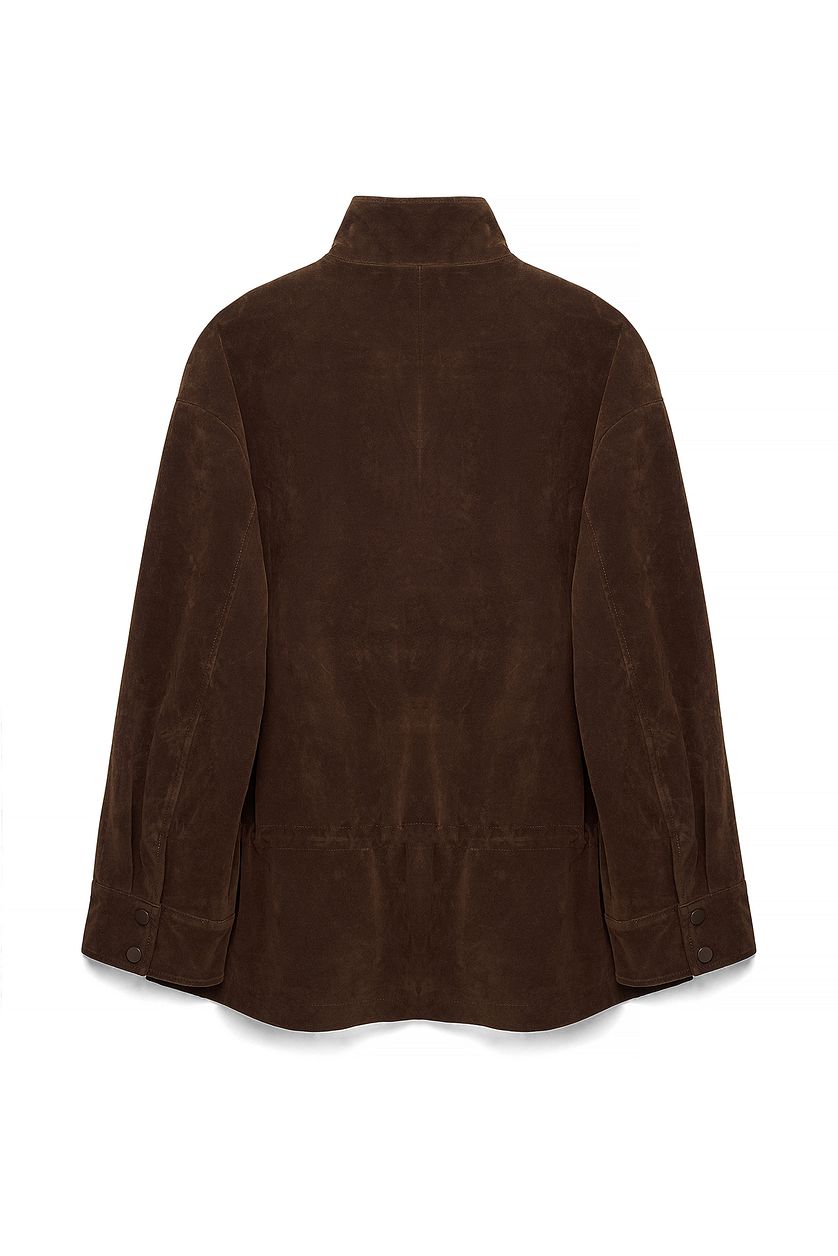 Veste Waist Detail Faux Suede - Marron