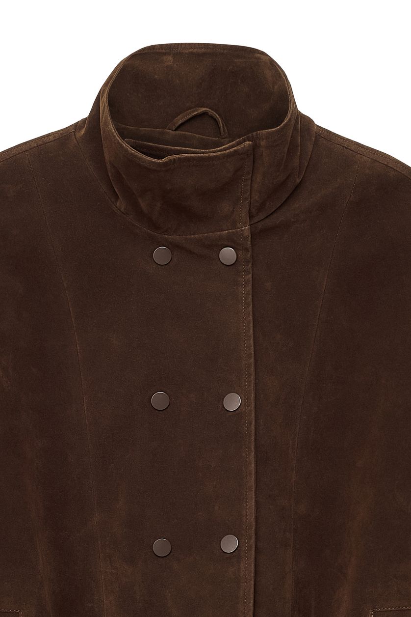 Veste Waist Detail Faux Suede - Marron