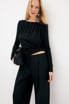 Top Lyocell Deep Back Draped - Noir
