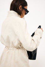 Veste Pocket Detail Drawstring - Beige Chiné