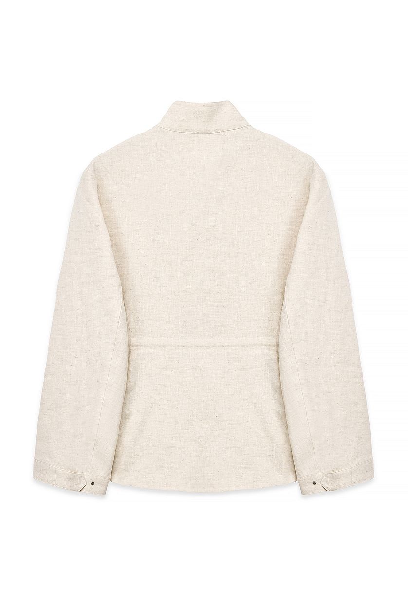 Veste Pocket Detail Drawstring - Beige Chiné