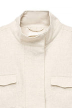 Veste Pocket Detail Drawstring - Beige Chiné