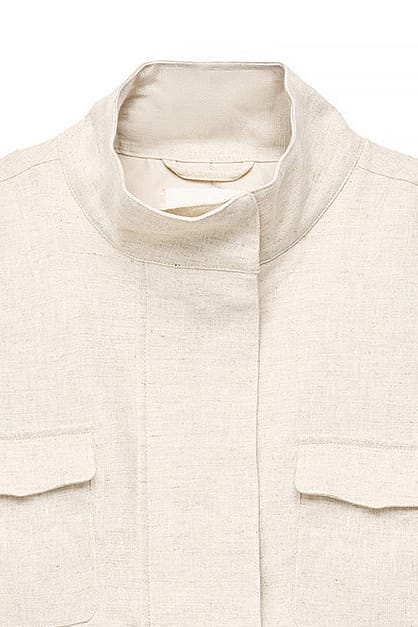 Veste Pocket Detail Drawstring - Beige Chiné