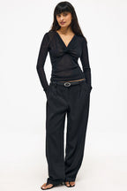 Top in mesh con dettaglio twist - Nero